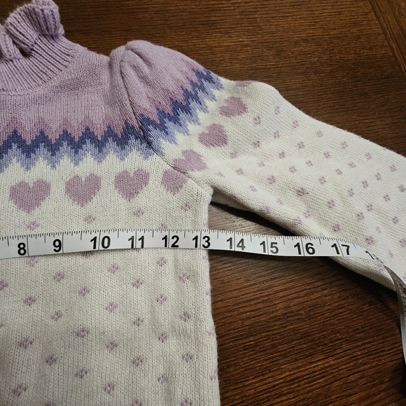 Janie And Jack Cream And Sugar Fair Isle Heart Ruffle Sweater Size 7 - Picture 10 of 10